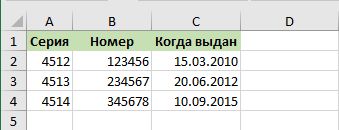 Лист "Паспорт"